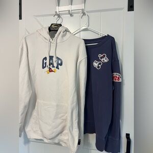 XXL Disney Parks sweatshirt and XL Gap Disney hoodie set